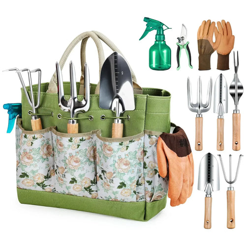 Heavy Duty 9-Piece Gardening Hand Tool Set Rust-Proof Durable